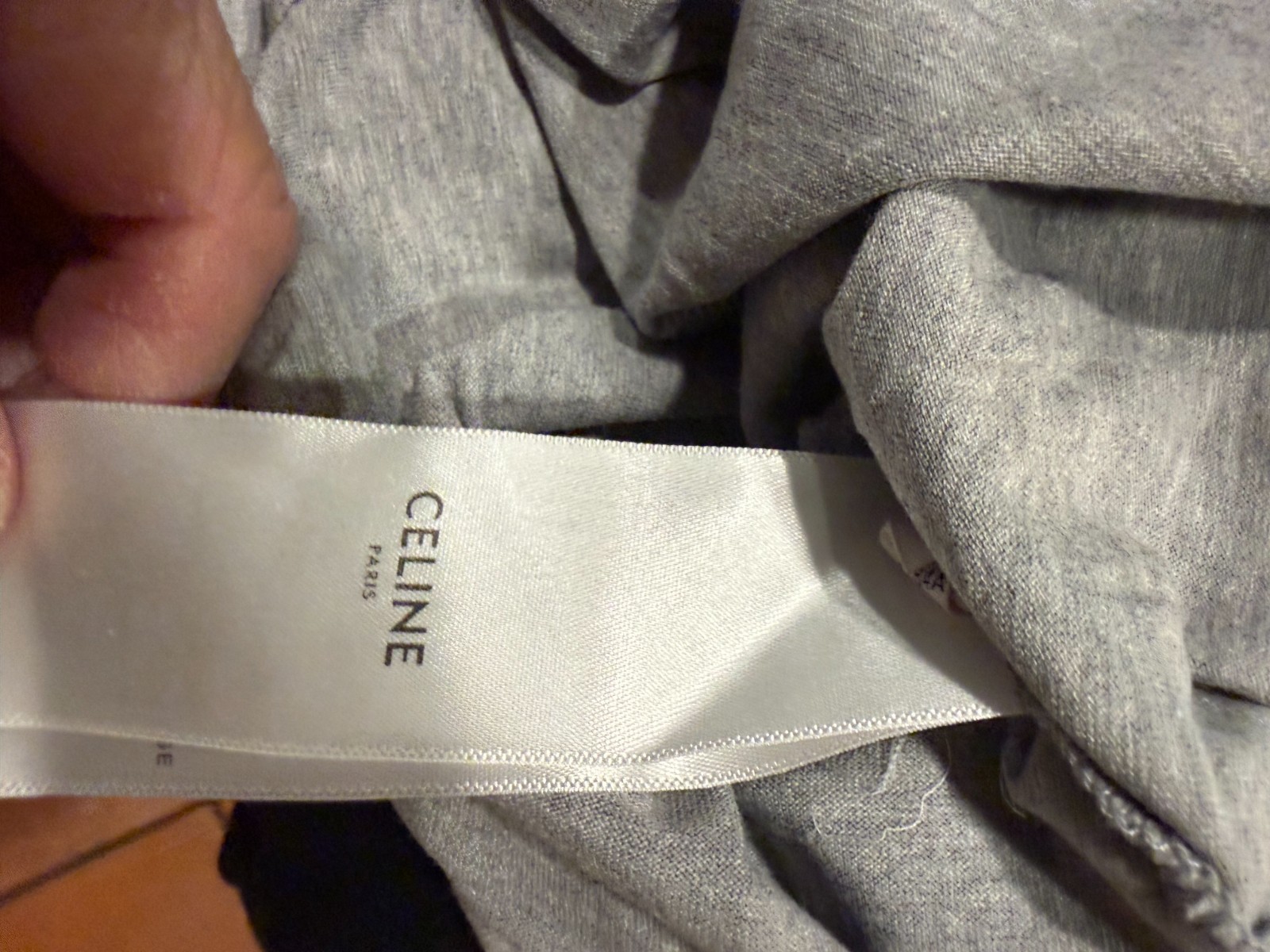 CELINE 16 PARIS 100% COTTON SUPER SOFT LADIES SMALL GRAY WHITE TRIM