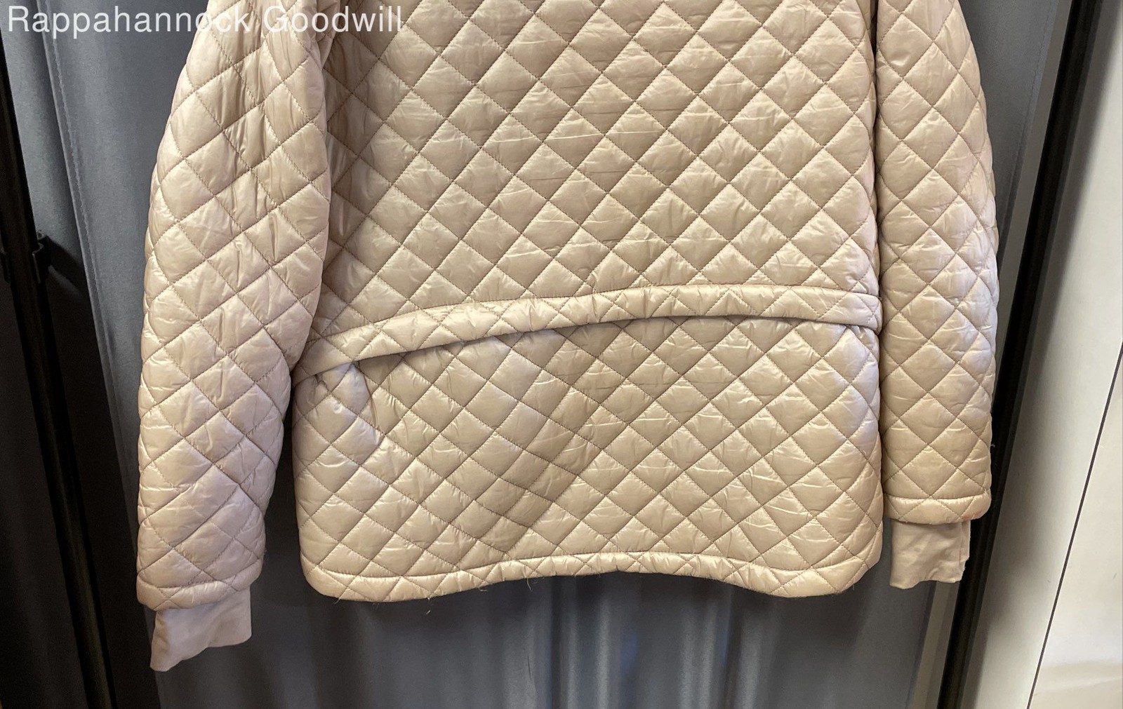 BCBGMAXAZRIA Women’s Tan Quilted Puffer Jacket Hooded Eco-Friendly Fill Sz M