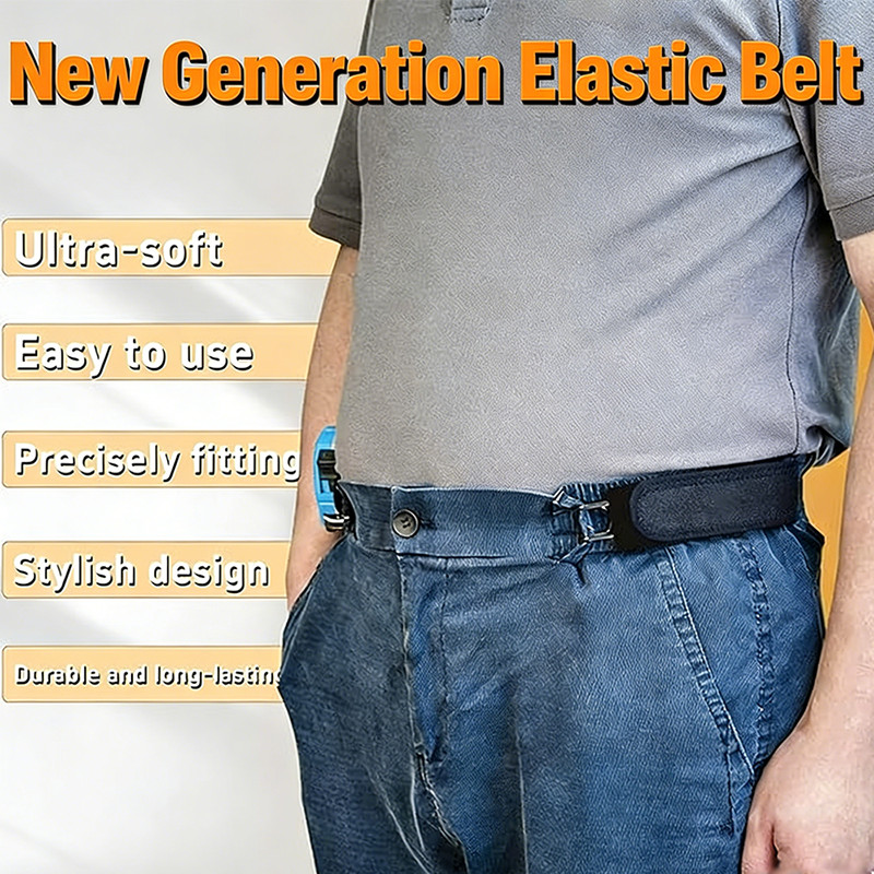 2Pcs Buckle-Less Invisible Waist Belt Closure Tactical Metal Hook Elastic Belt