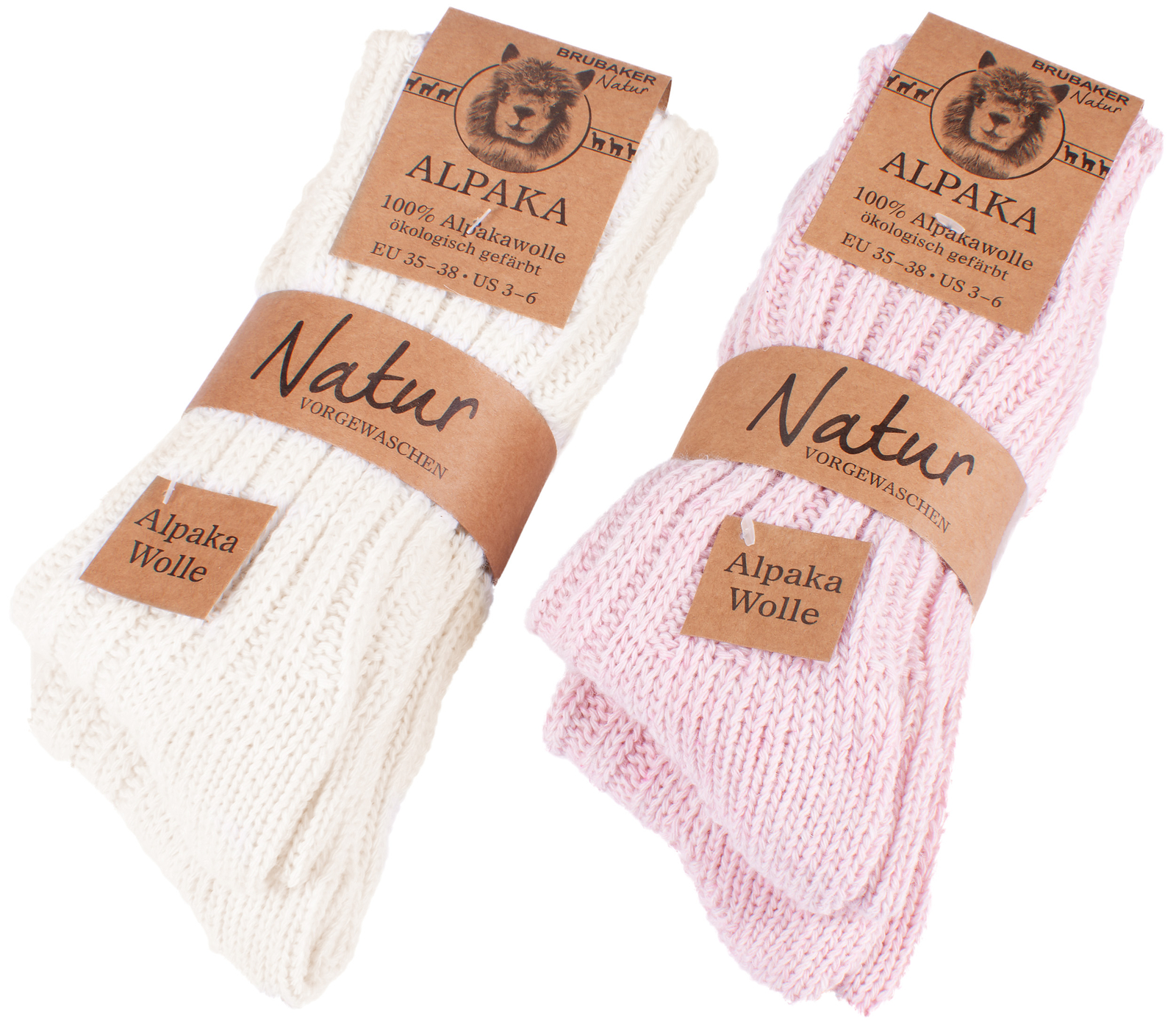 BRUBAKER Men’s Women’s Alpaca Wool Socks Winter Socks for Men Women 4 Pair Pack