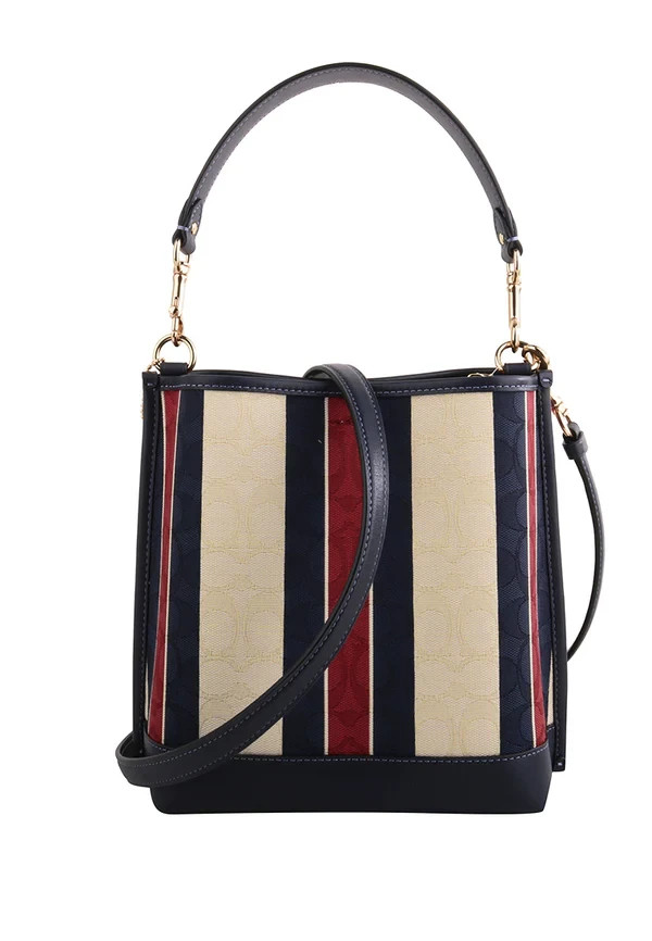NEW Coach Mollie Bucket Bag 22 In Signature Jacquard With Stripes