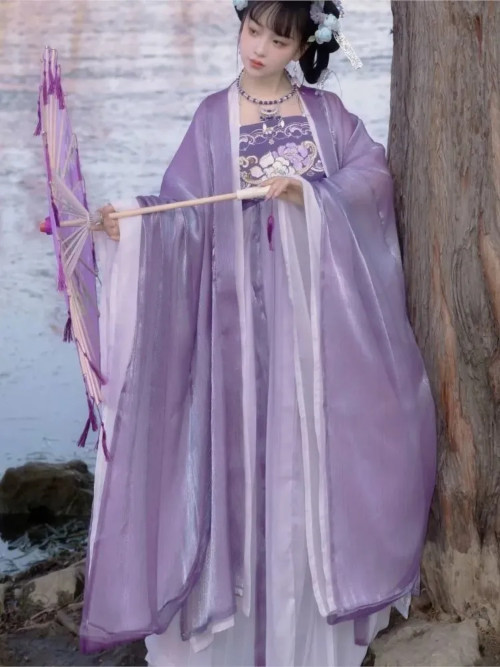 Women Retro Purple Fairy Chinese Style Traditional Hanfu Cosplay Princess Dress
