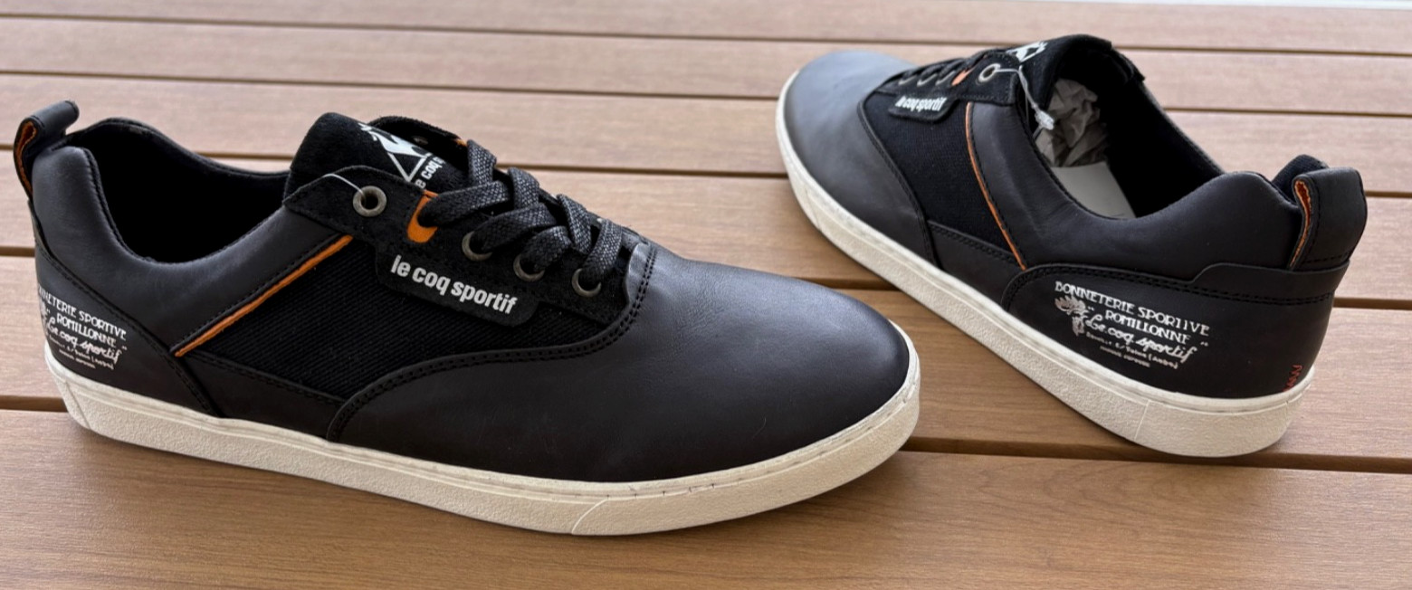 Le Coq Sportif Monceau Men’s Black Leather Sneakers Shoes US-9 Trainers EU-42
