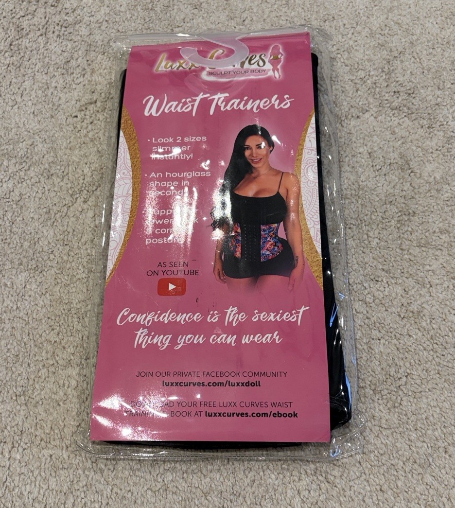 New In Package Luxx Curves Black Waist Trainer, Size 2XL, Medium Torso