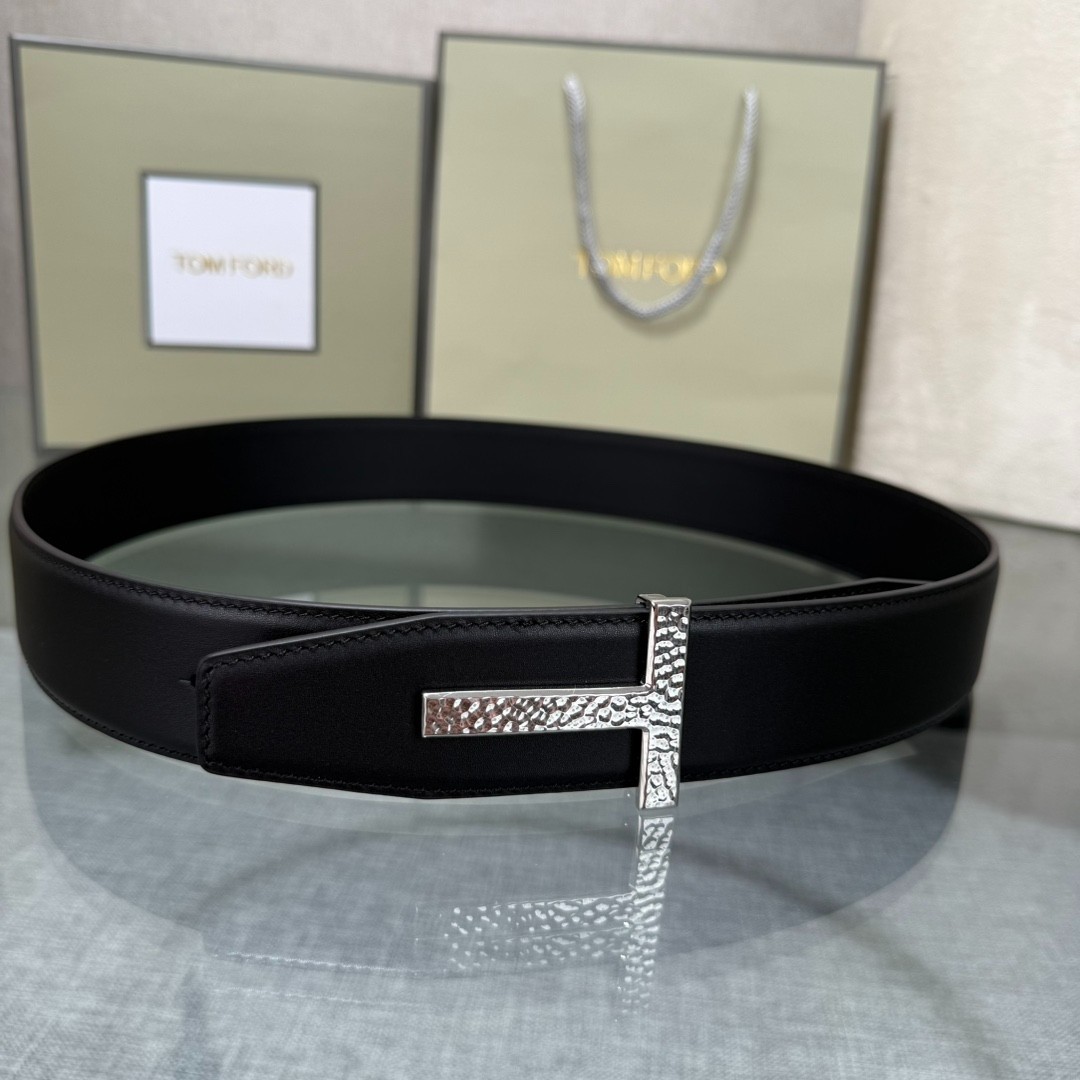 Authentic Tom Ford Men’s Reversible Calfskin Leather Black Belt