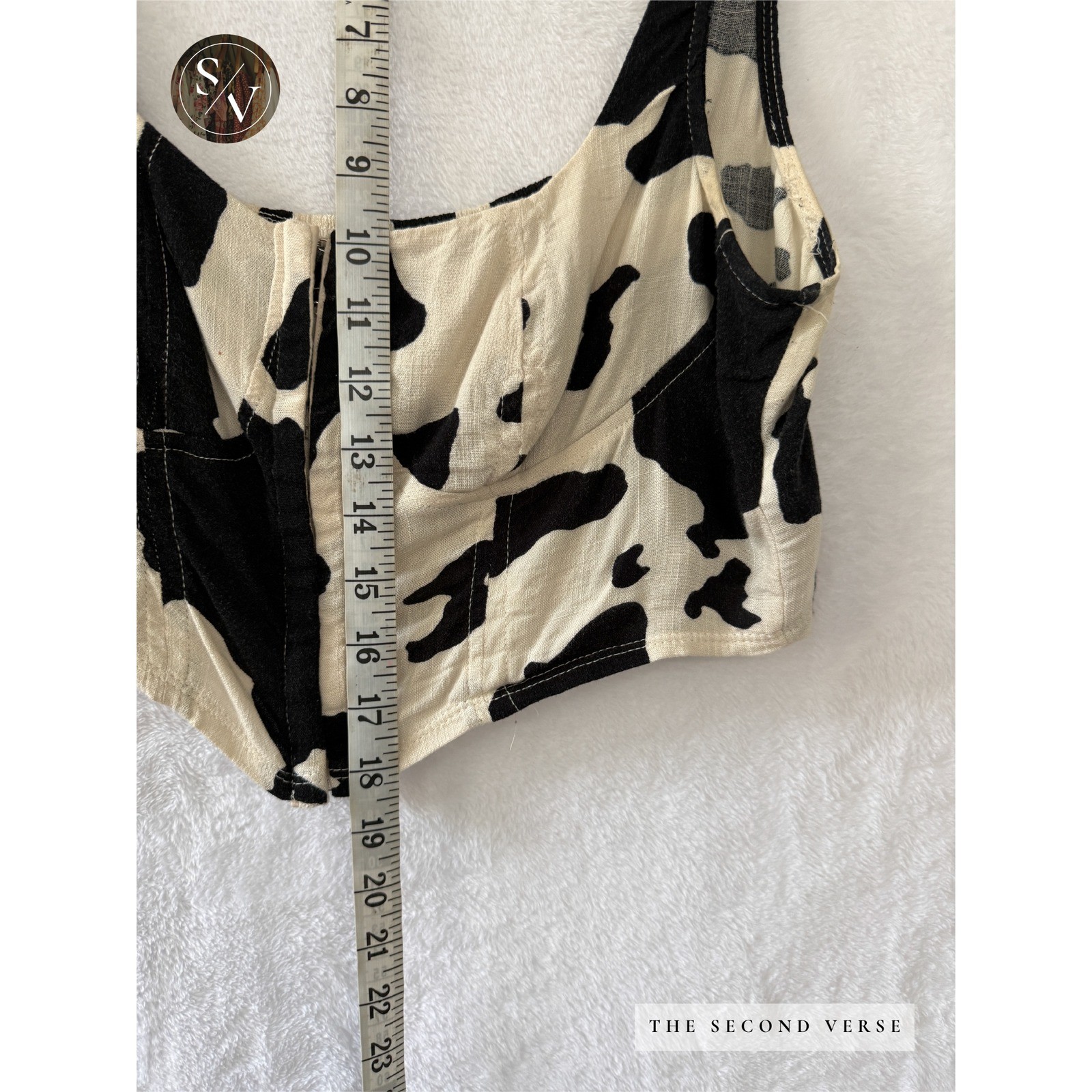 Wild Fable Cow Print Corset Crop Top Womens Festival Western White Black S