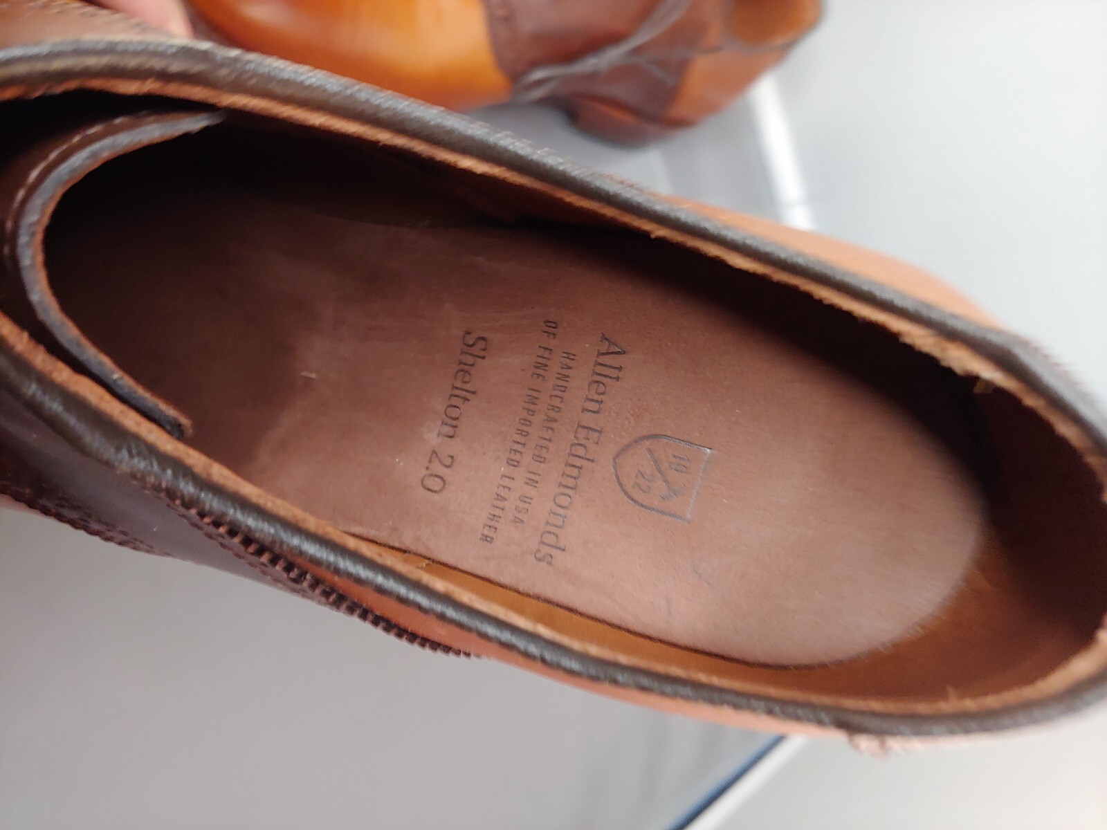 Allen Edmonds Shelton 2.0 dkBrn/ltBrn Saddle Oxford 8223 Excellent preowned 9D
