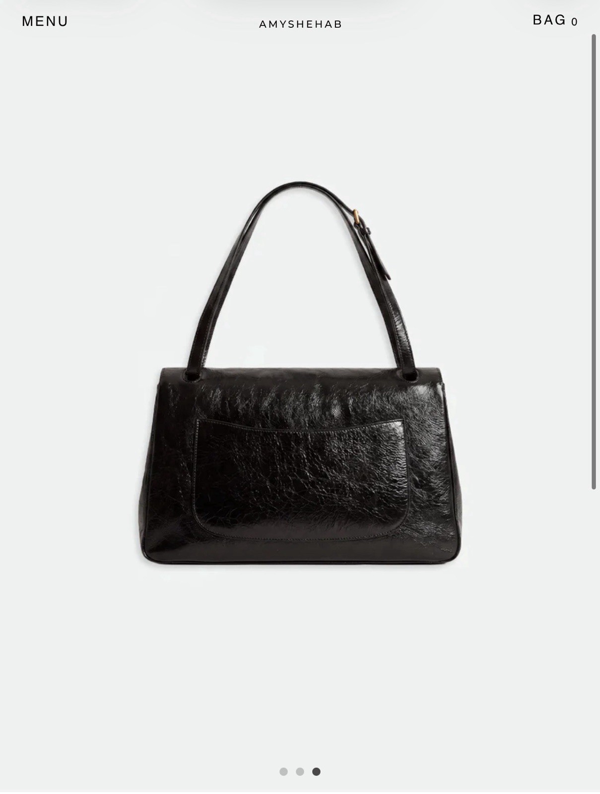 AMYSHEHAB Black Shoulder Bag Flap Closure Gold Hardware Dust Bag Pockets