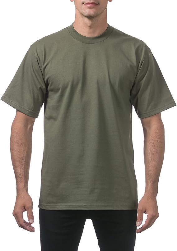 Pro Club Men’s Heavyweight T-Shirt Crew Neck Plain Blank Short Sleeve Tee All Si