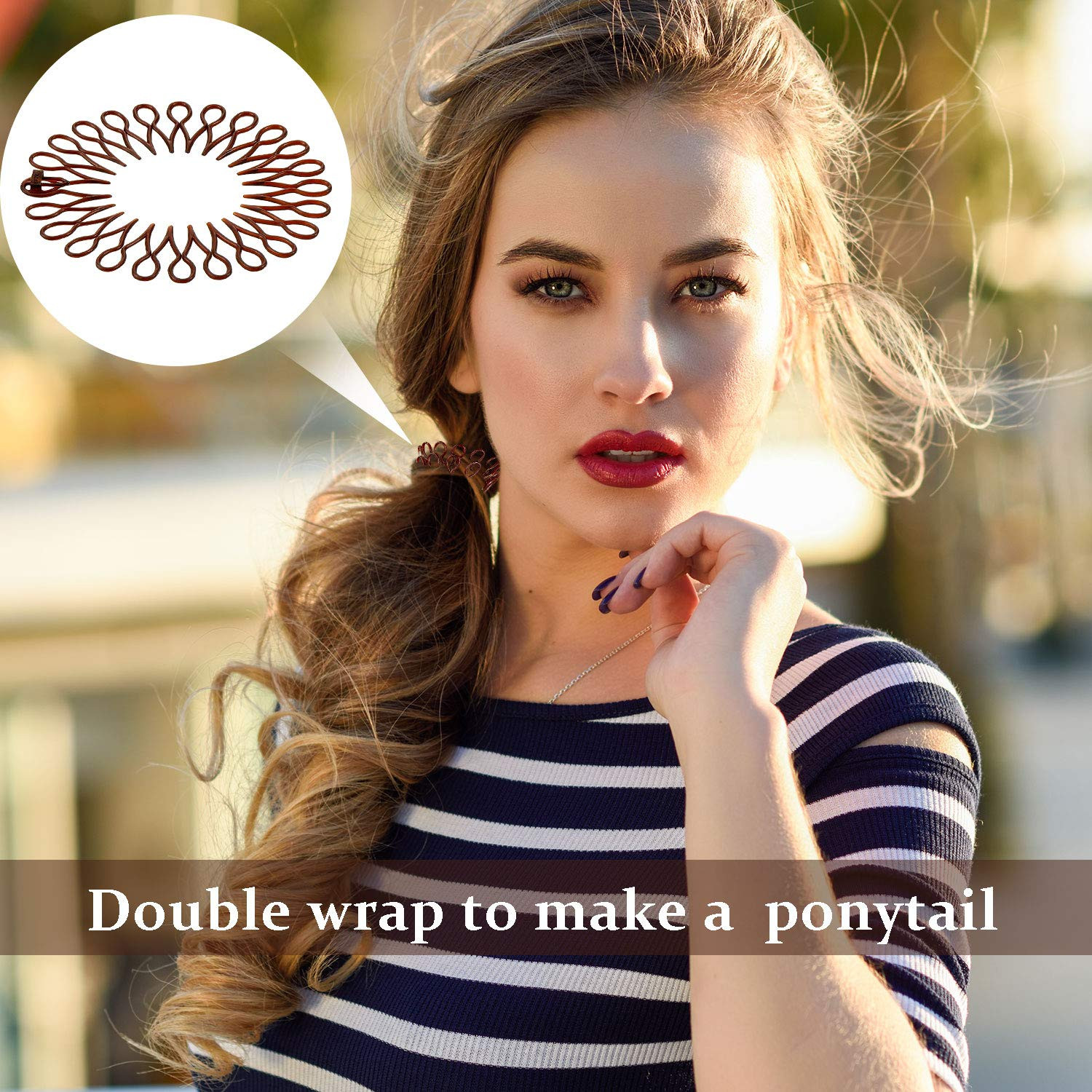 14 Pcs Flexible Circle Headbands Circular Stretch Comb with Tooth Comb Zig Zag P