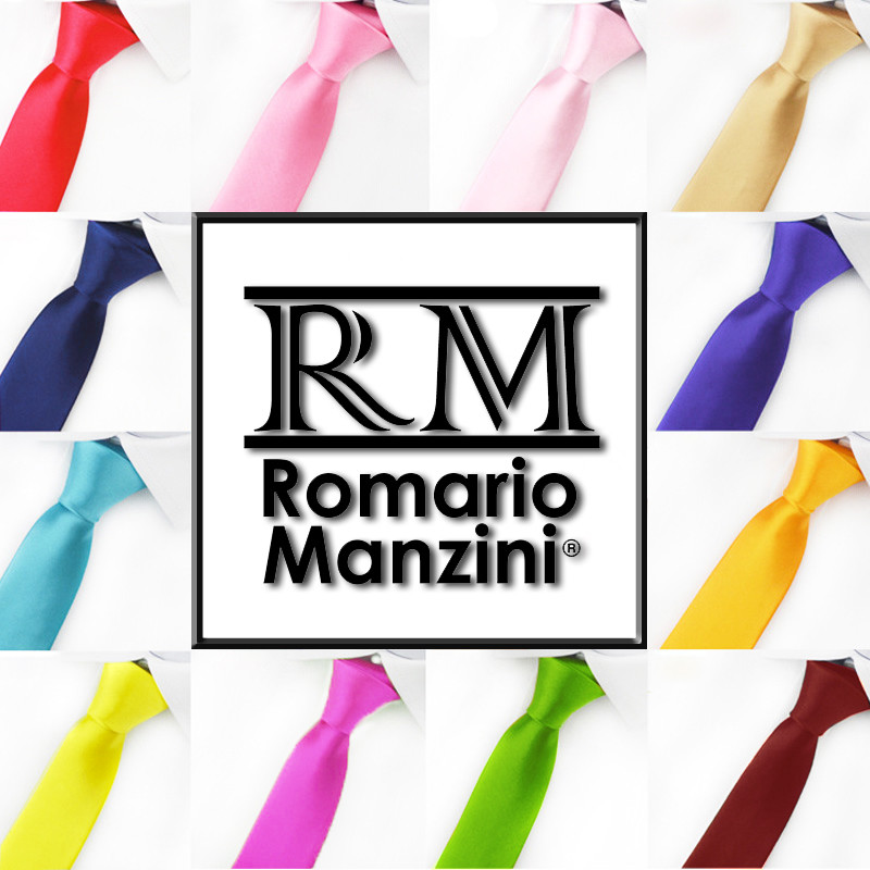 New Romario Manzini® Men’s Traditional Solid Color Ties (55 colors)