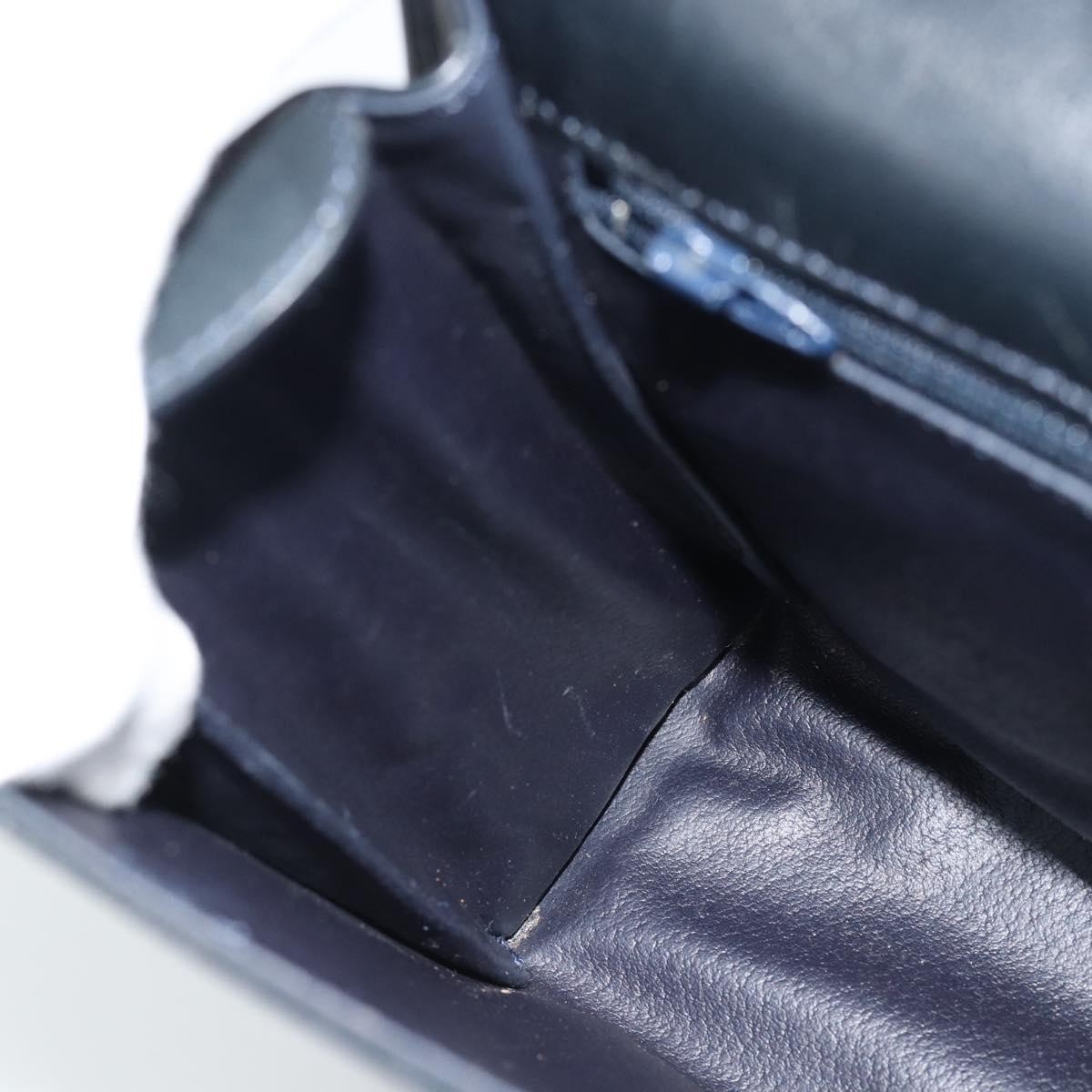 CELINE Hand Bag Leather Black Gold Auth 185125