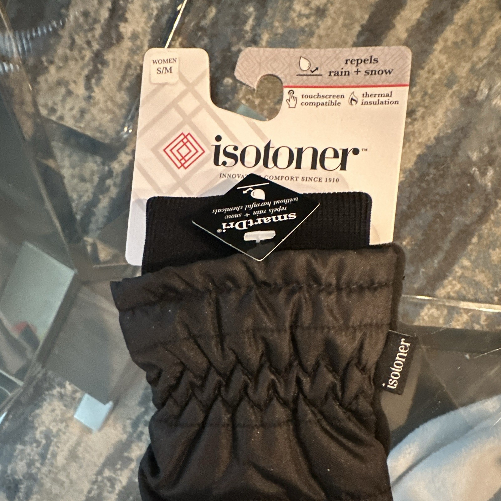 Isotoner Women’s Touchscreen Thermal Water Resistant Gloves Black S/M Wrist