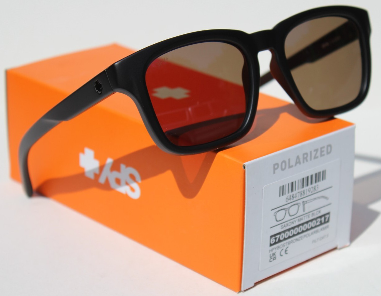 SPY OPTICS Saxony POLARIZED Sunglasses Matte Black/Happy Boost Bronze Black NEW