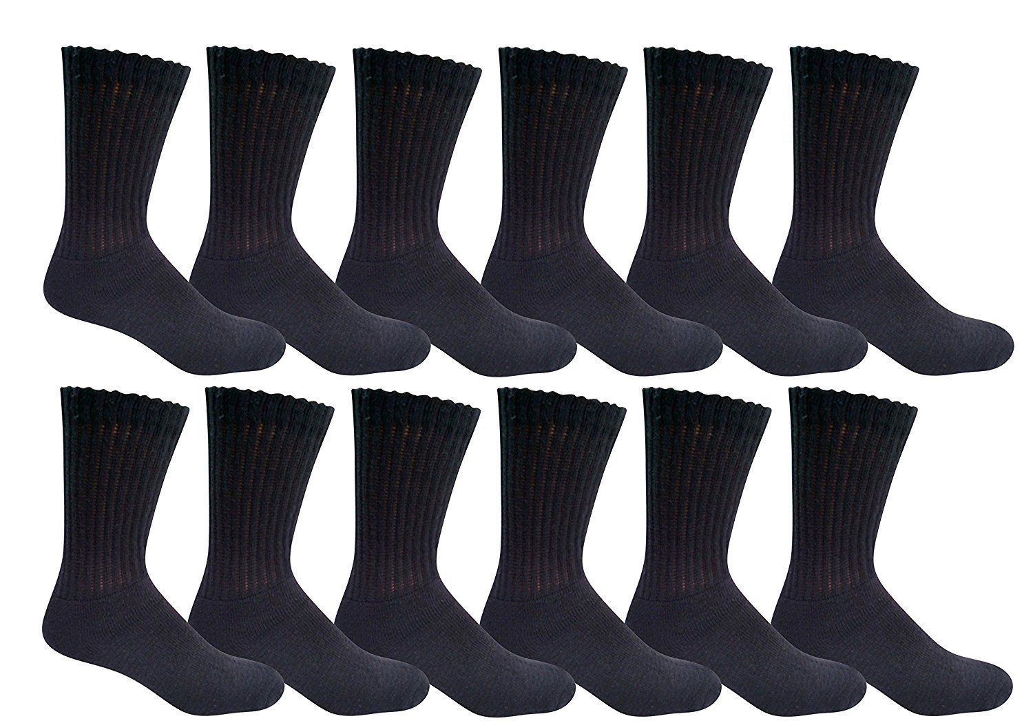 3-6-12 Pairs Men’s Plain Solid Sports Athletic Work Crew Socks Size 9-11 10-13