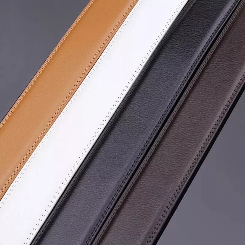 Genuine Leather Mens Ratchet Belt Belts For Men Adjustable Automatic Buckle Ti
