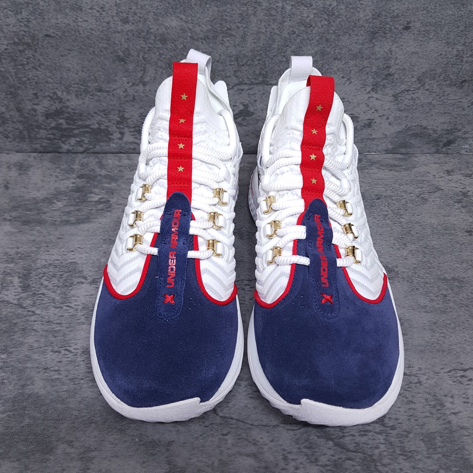 UNDER ARMOUR Bryce Harper 9 Turf USA Freedom Shoes Mens Size 6.5 White Navy