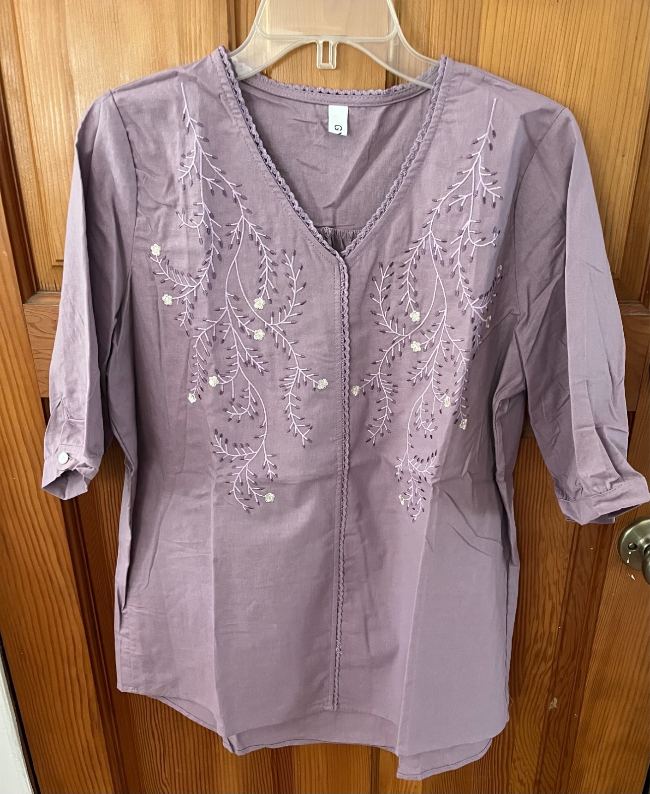 Women’s Blouse – L-XL – Slipover – Embroidery – Boho – Lilac