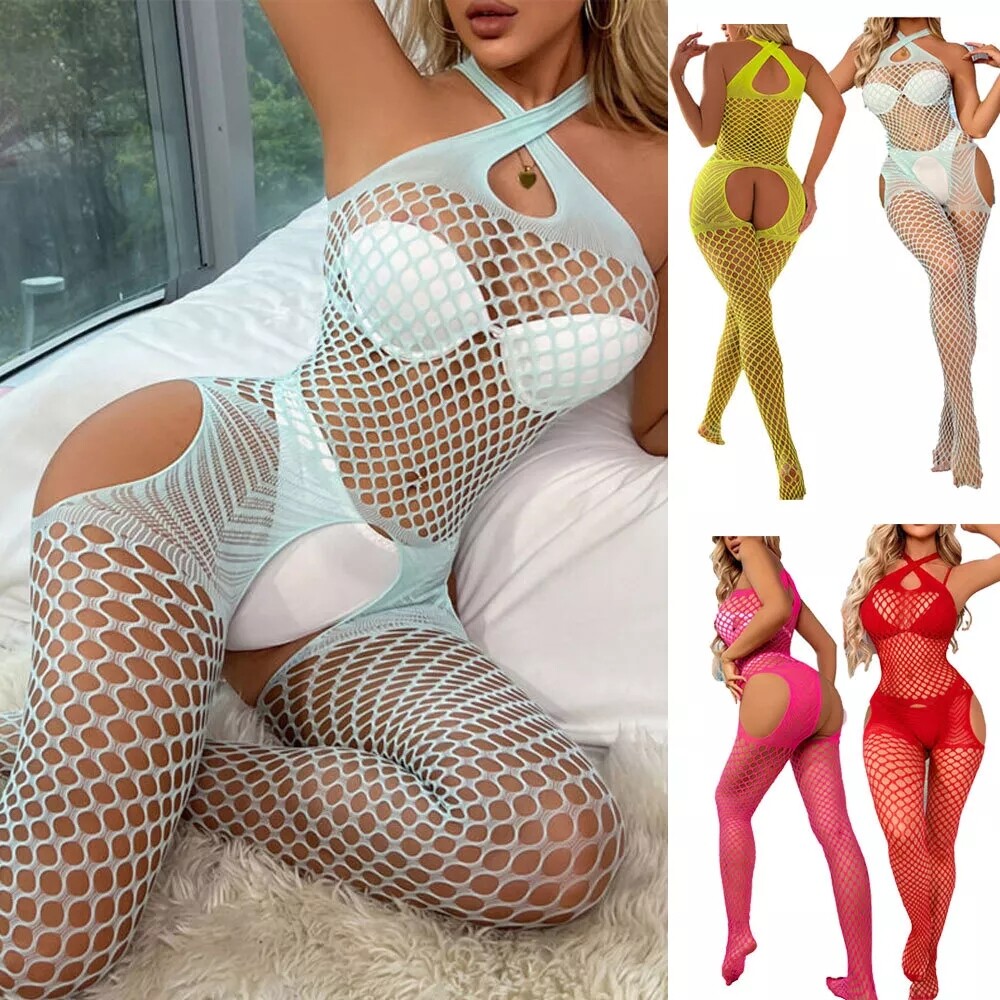 Women Bodysuit Sexy Lingerie Fishnet Body Stocking Babydoll Nightwear Sleepwear