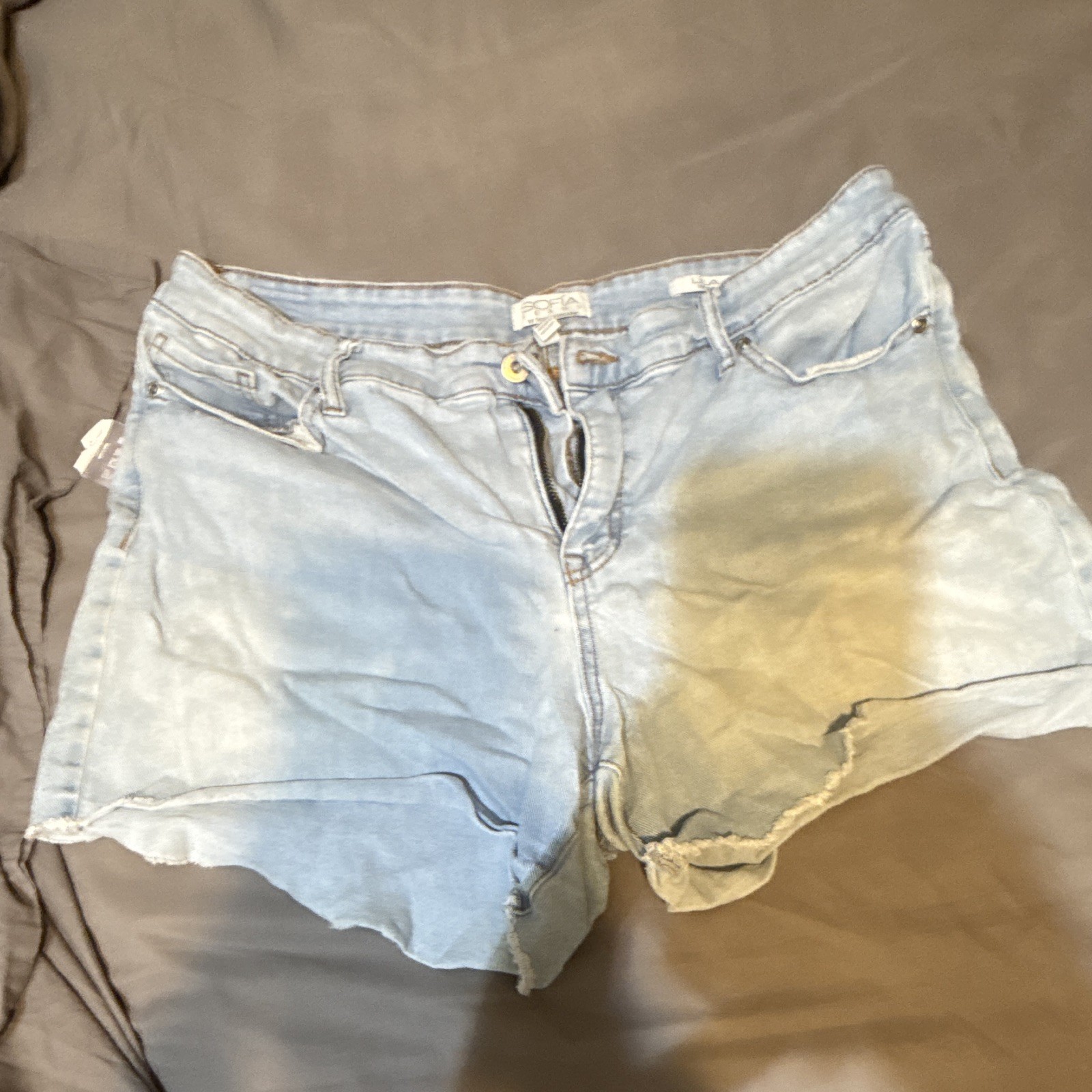 Sofia Vergara Women’s Size 14 Light Wash Denim Cut Off Shorts Frayed Hem