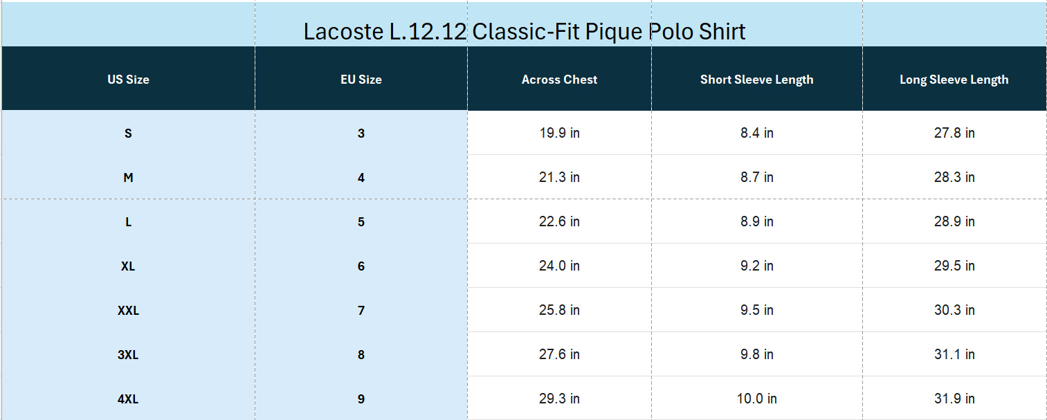 Lacoste Men’s Classic Fit Short Sleeve Pique Polo Shirt Black
