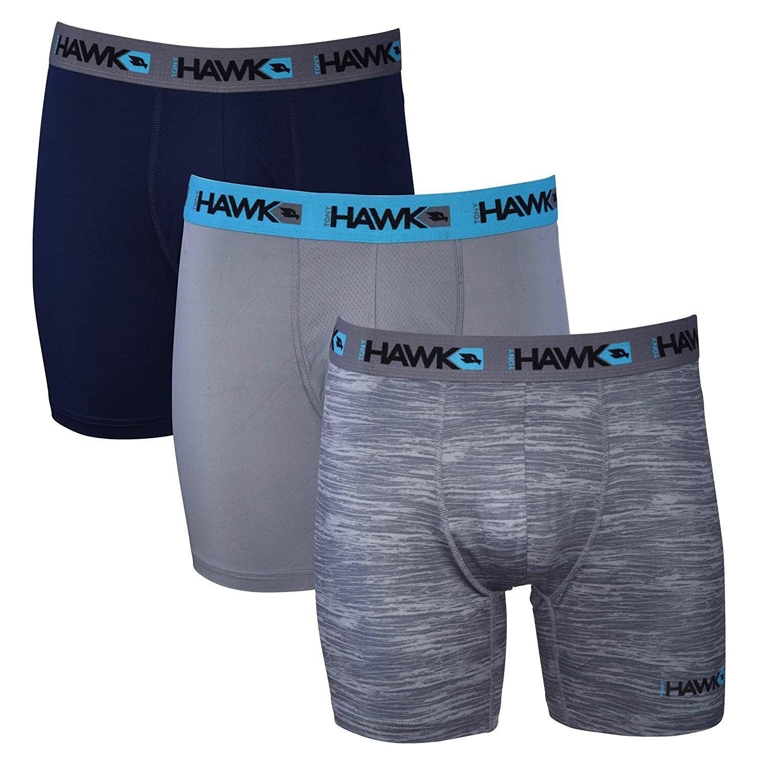 Tony Hawk Mens Performance Underwear 3-Pack Stretch Boxer Briefs Up to Size 5X!!