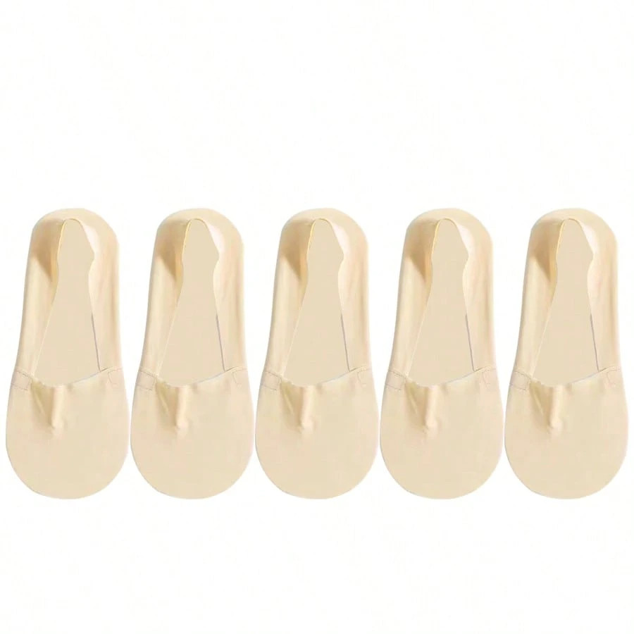 5Pairs Thin No Show Socks Low Cut Liner Non Slip Invisible Socks For Women