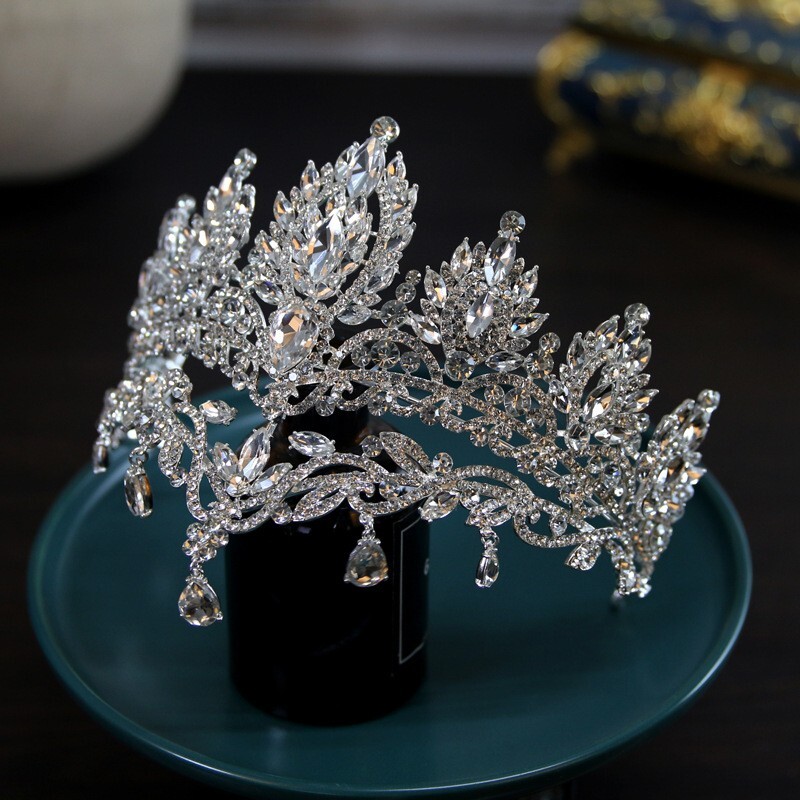 11cm Tall Luxury Crystal Wedding Queen Princess Tiara Crown For Women