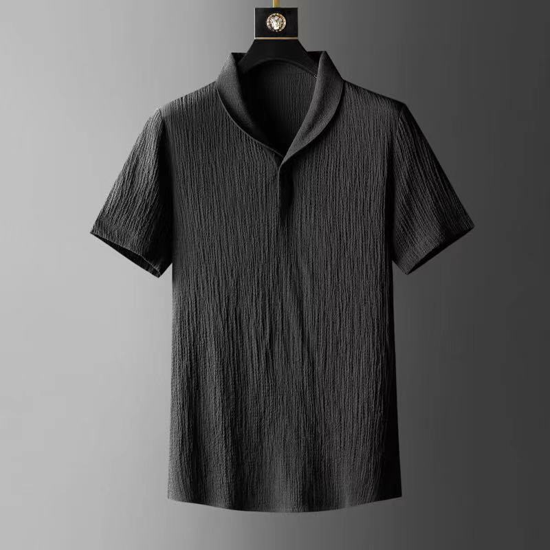 Men’s Spring Summer Short Sleeve Casual Suit Slim Two-piece Set Drawstring Pants