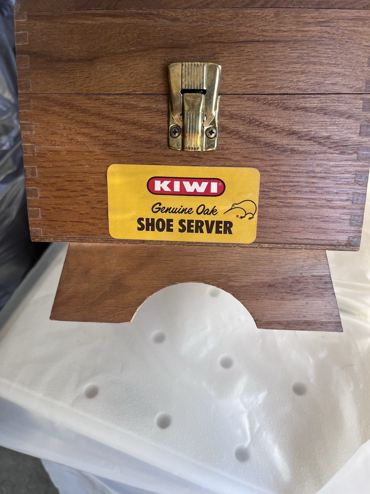 VNTG Golden Oak Wood Shoe Shine And Polish Box
