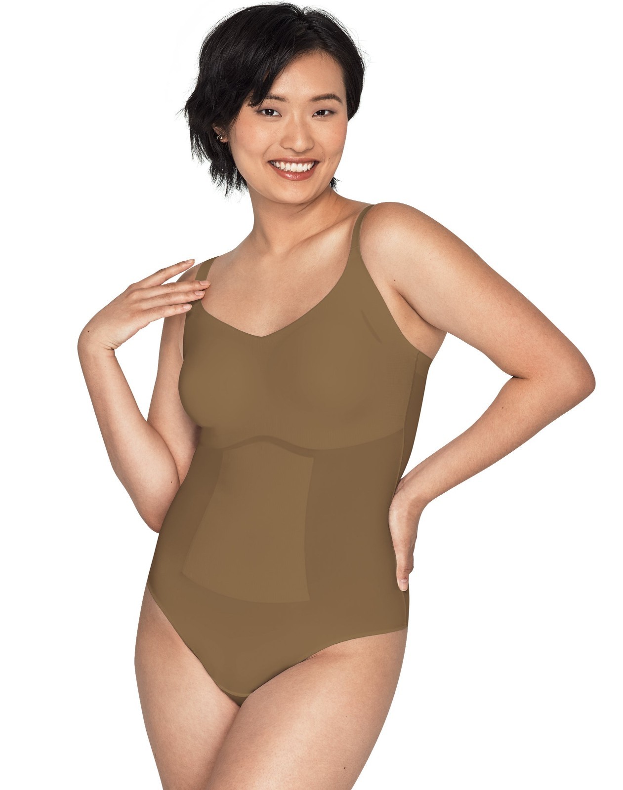 MAIDENFORM Power Players Firm Control Brown Thong Bodysuit Women’s 3XL NWT