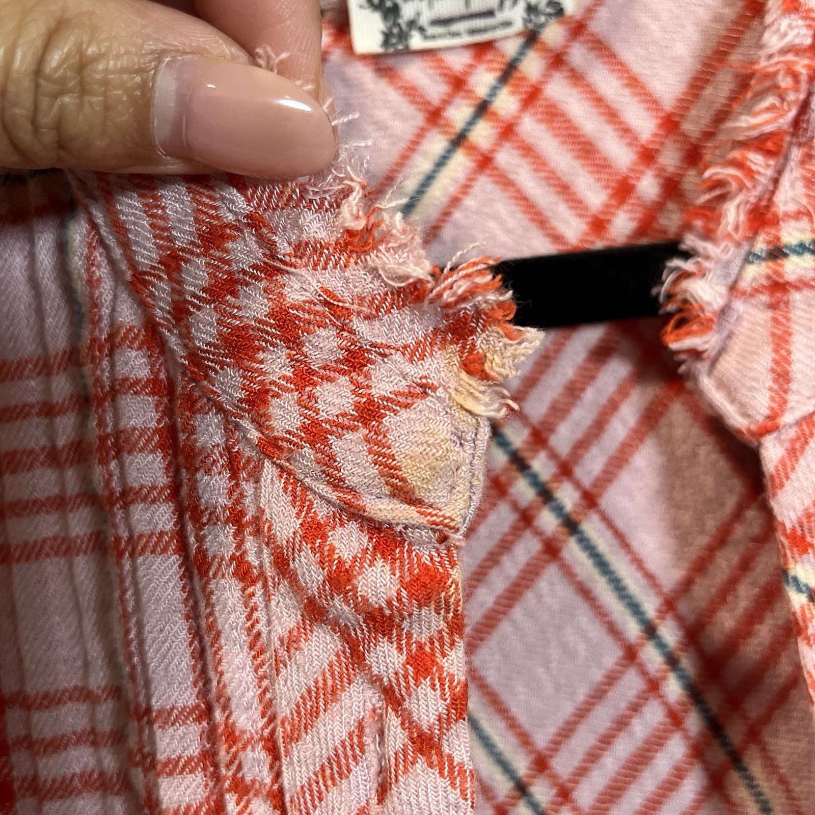 Free People Intimately On Repeat Pink Plaid Tunic Sleep Shirt Dress Large Flaw