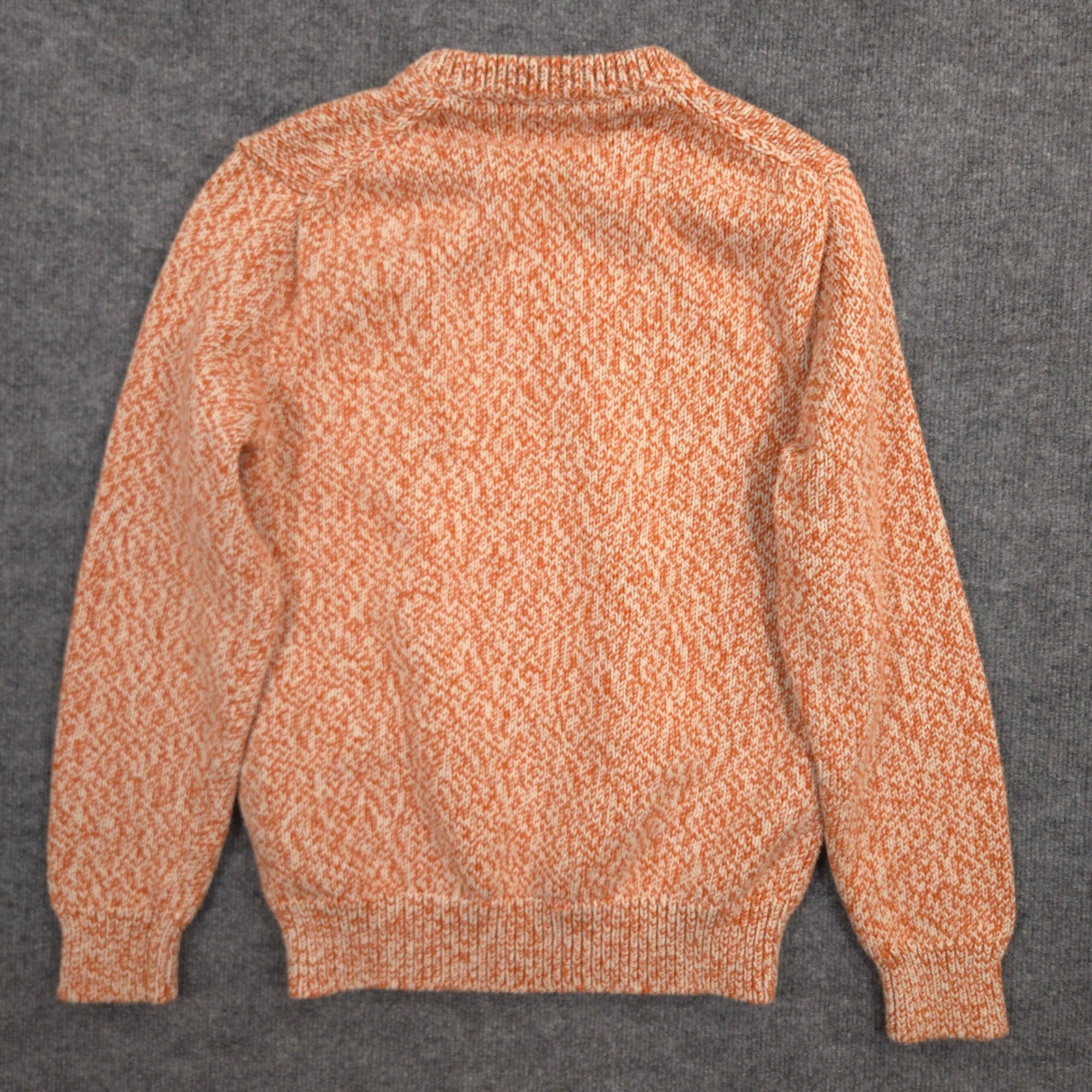 J Crew Marled Cotton Crewneck Sweater Mens M Orange Fisherman Heavyweight Preppy