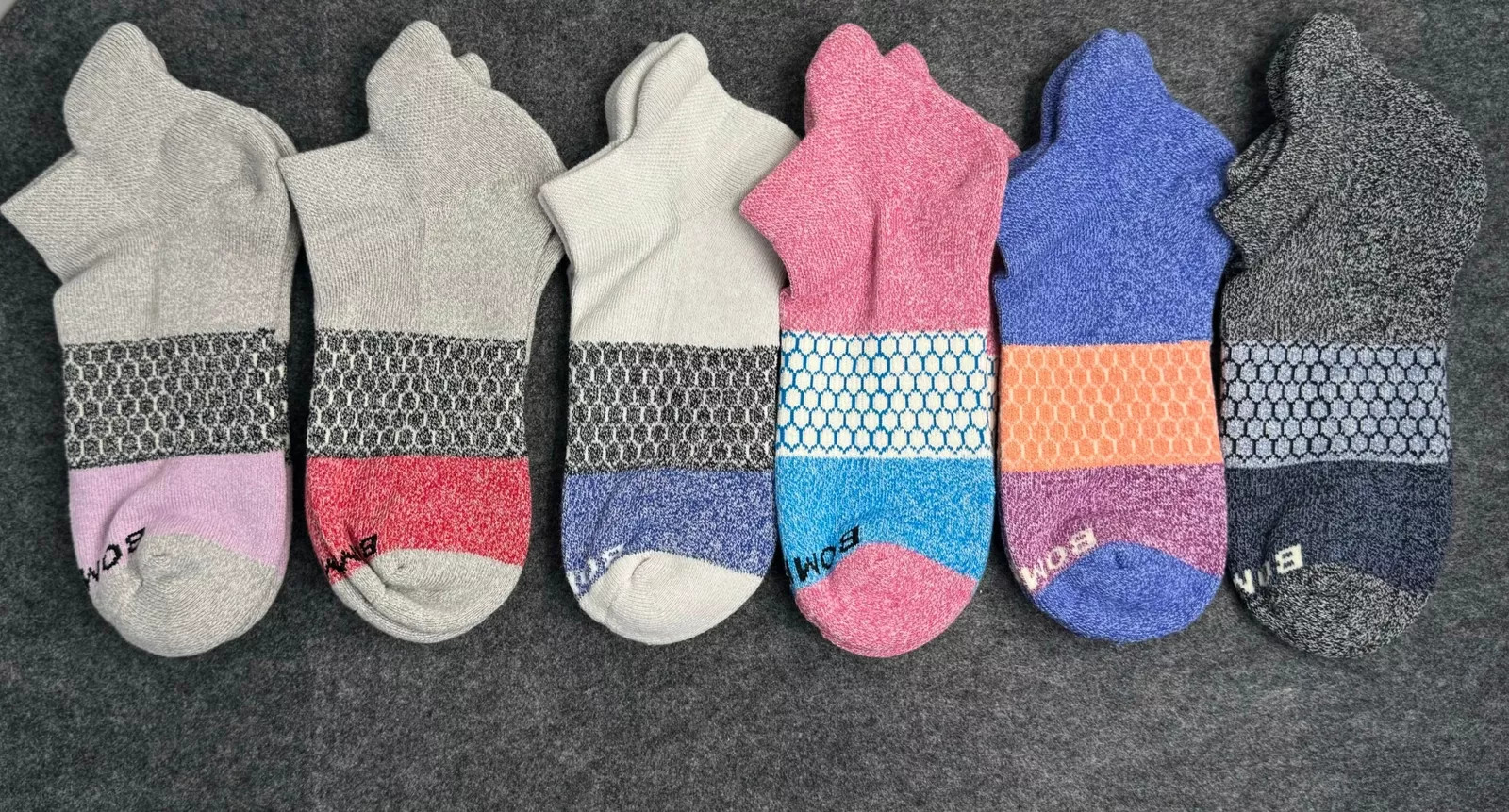 6 Pair Bombas Women’s Adults Tri-Block Marl Ankle Sock 6 Color Select Size M US