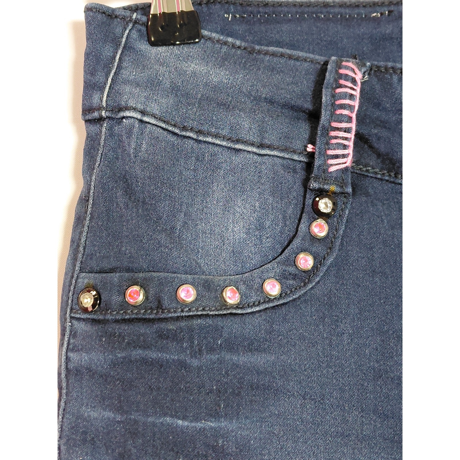 Animal Connection Denim Embellished Jeans Blue Mid (10-12 in) Slim Women Size 28