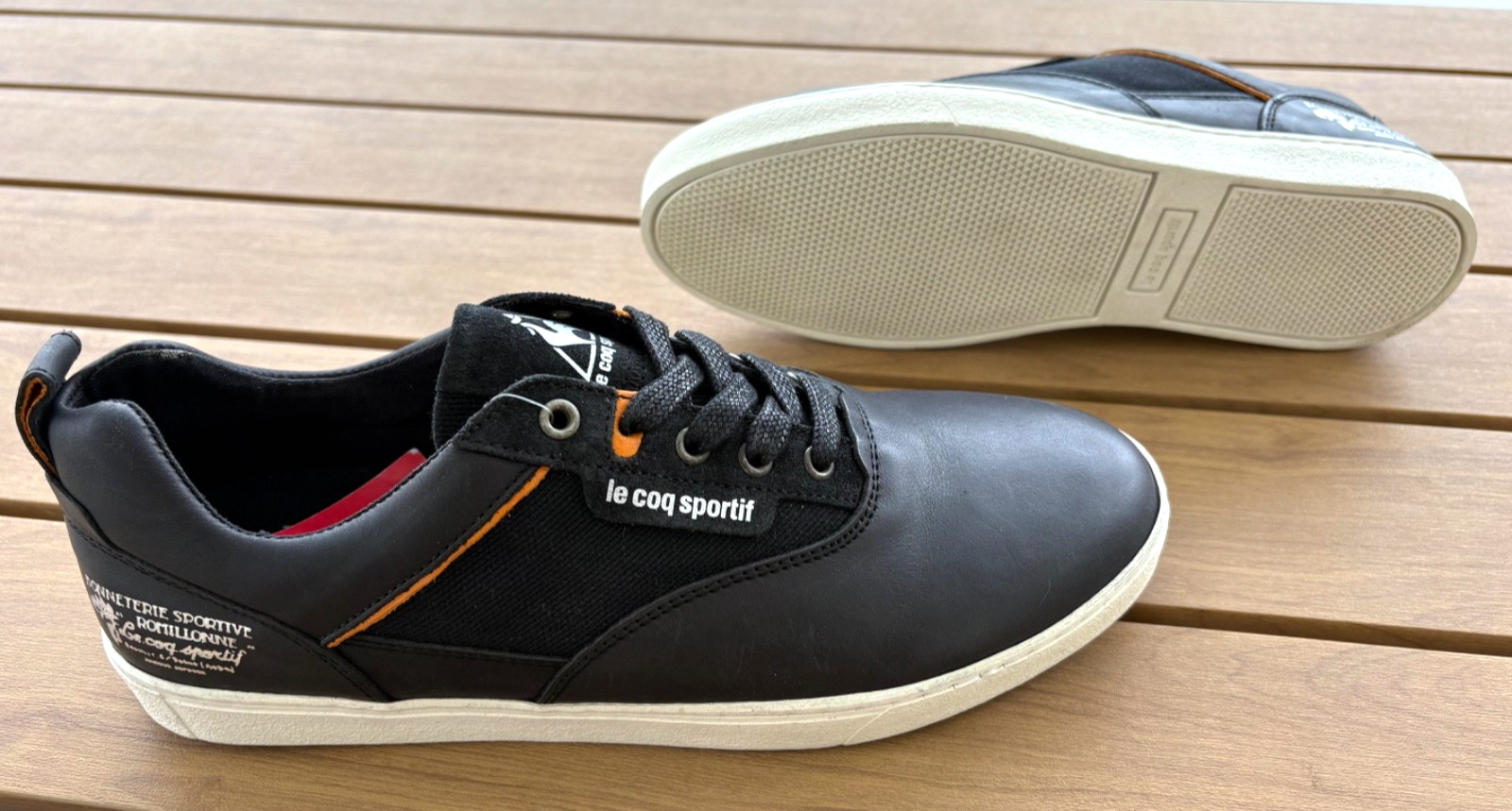 Le Coq Sportif Monceau Men’s Black Leather Sneakers Shoes US-9 Trainers EU-42