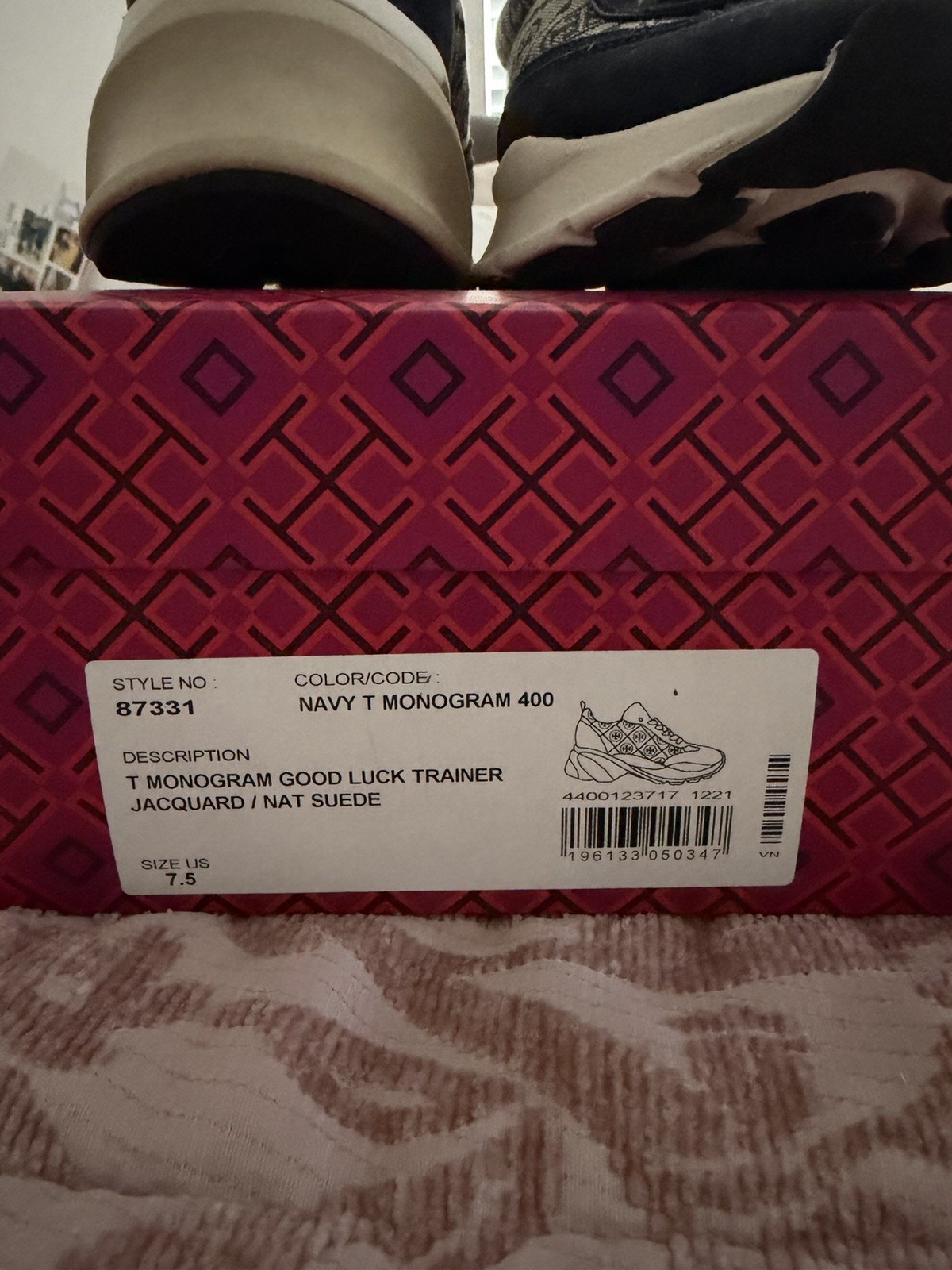 Tory Burch T Monogram Good Luck Trainer Women’s Low Top Lace-Up Navy 87331
