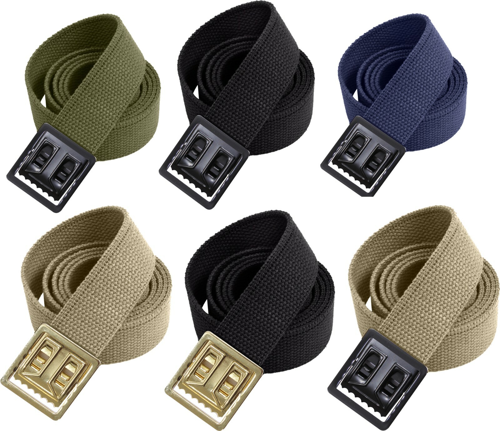 100% Cotton Web Belt with Open Face Buckle Military Heavy Duty Thick Webbed Belt