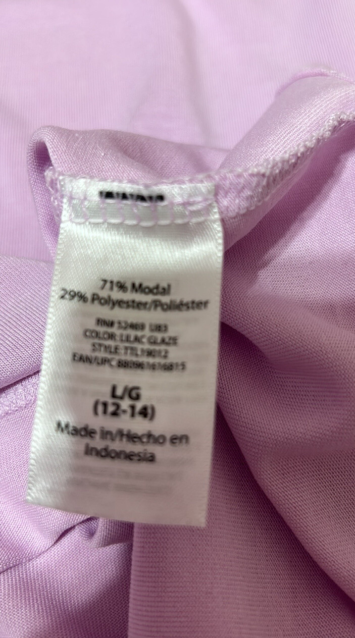TIME And TRU Womens Light Purple Ruffle Sleeve Pullover Knit Top Blouse 12/14 L